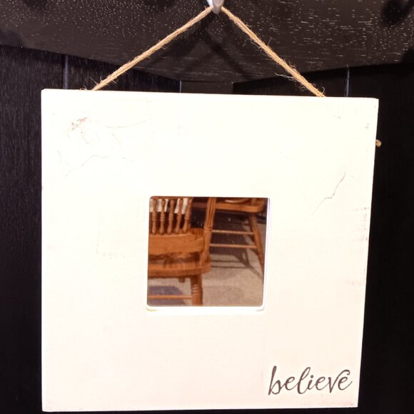 IKEA MALMA Framed Art Mirror- Square-BELIEVE-White-Gray-10x10 - Picture 6 of 12